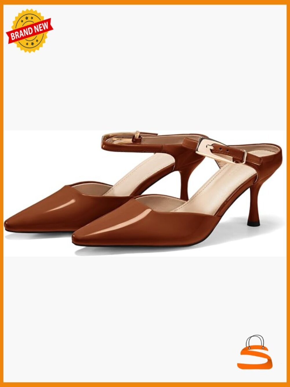 Kitten Heel Mules Closed Pointed Toe Ankle Strap Pumps Slip On Dress Shoes